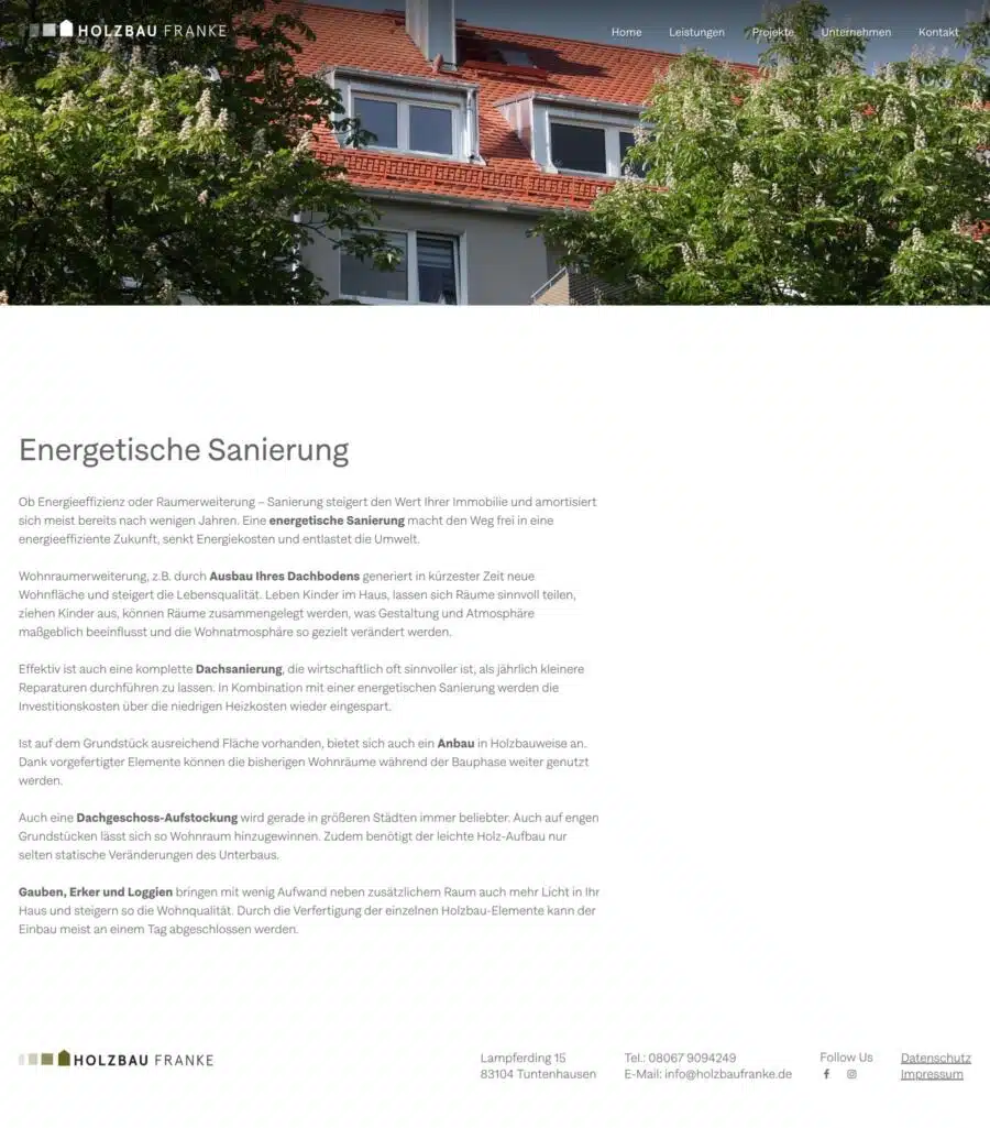 Webdesign München Handwerker Holzbau