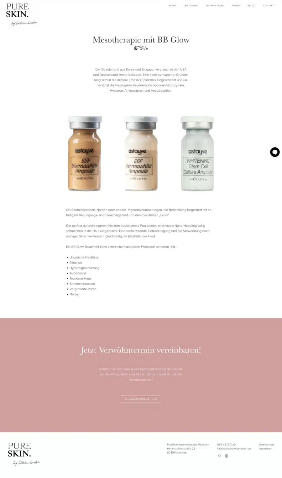 Webdesign München Kosmetikstudio