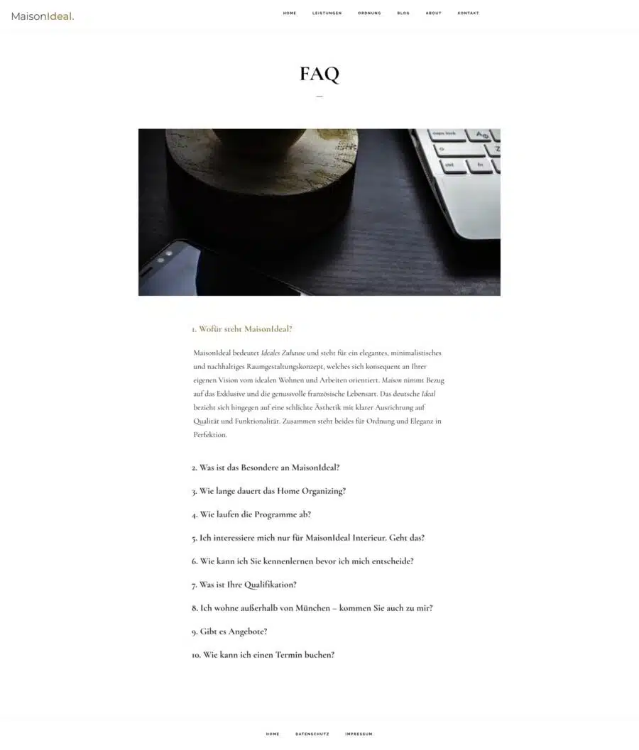 Webdesign München für Ordnungsberatung Coaching