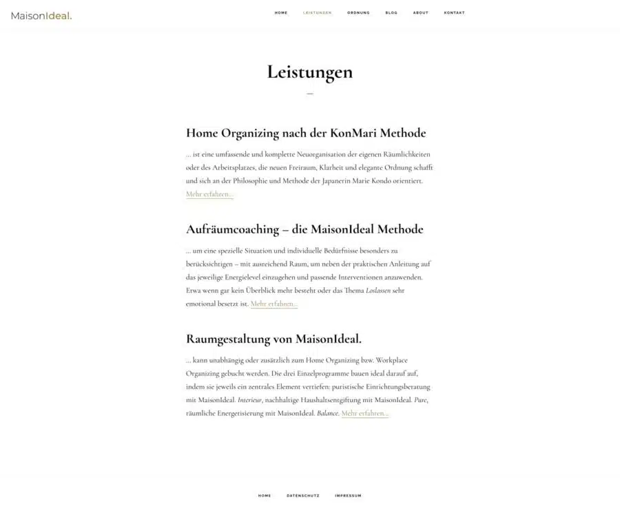 Webdesign München für Ordnungsberatung Coaching